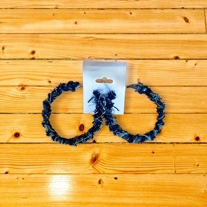 Denim distressed Hoop Earrings
